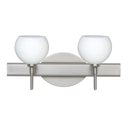 Besa Lighting Palla 5 Vanity, Opal Matte, Satin Nickel Finish, 2x5W LED 2SW-565807-LED-SN